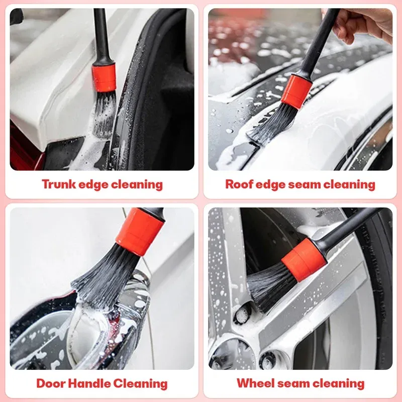 Kit de brosses de nettoyage automobile, 5 pièces, pour intérieur, jantes, roues et grilles d'aération 4