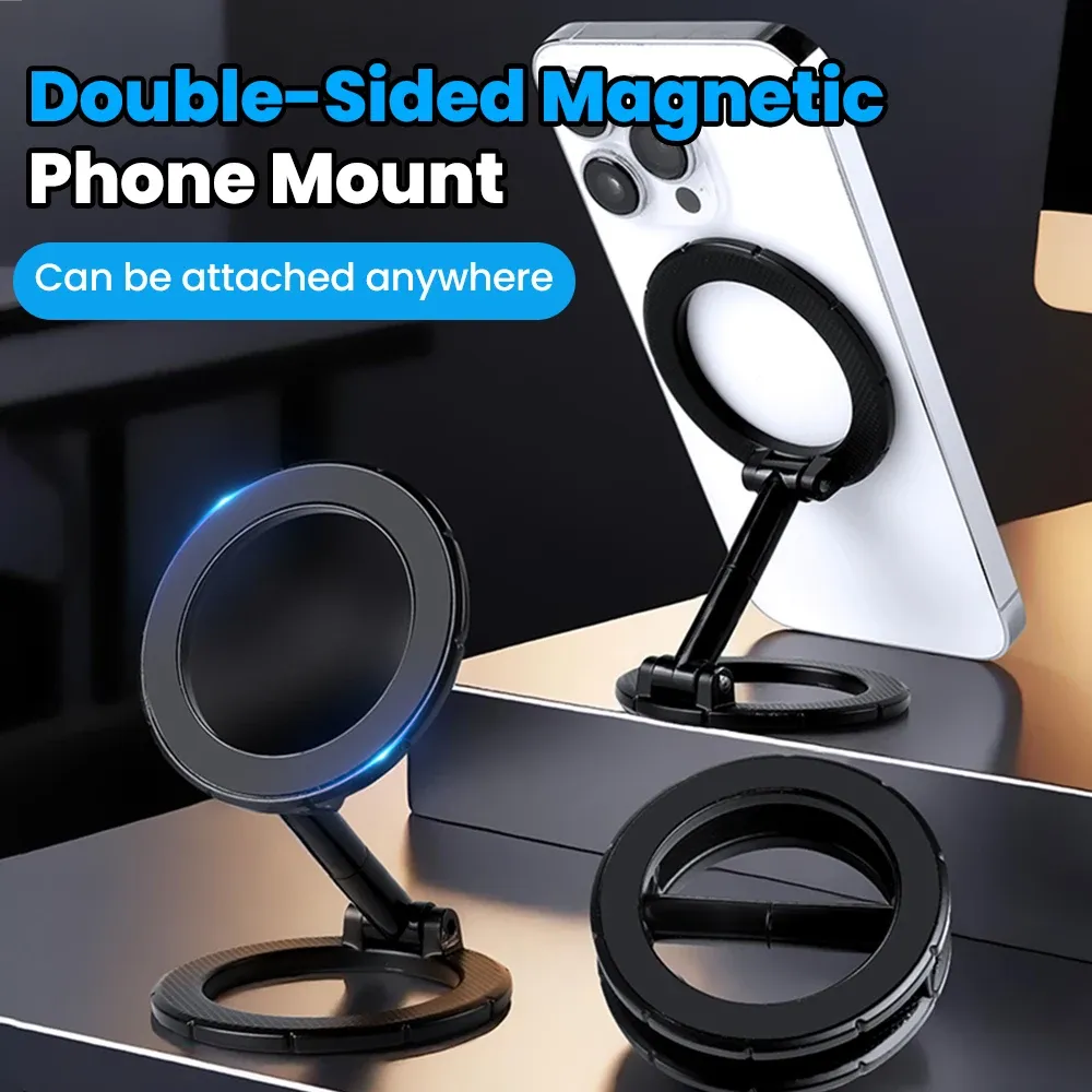 Support de téléphone magnétique pliable à rotation 360° pour voiture