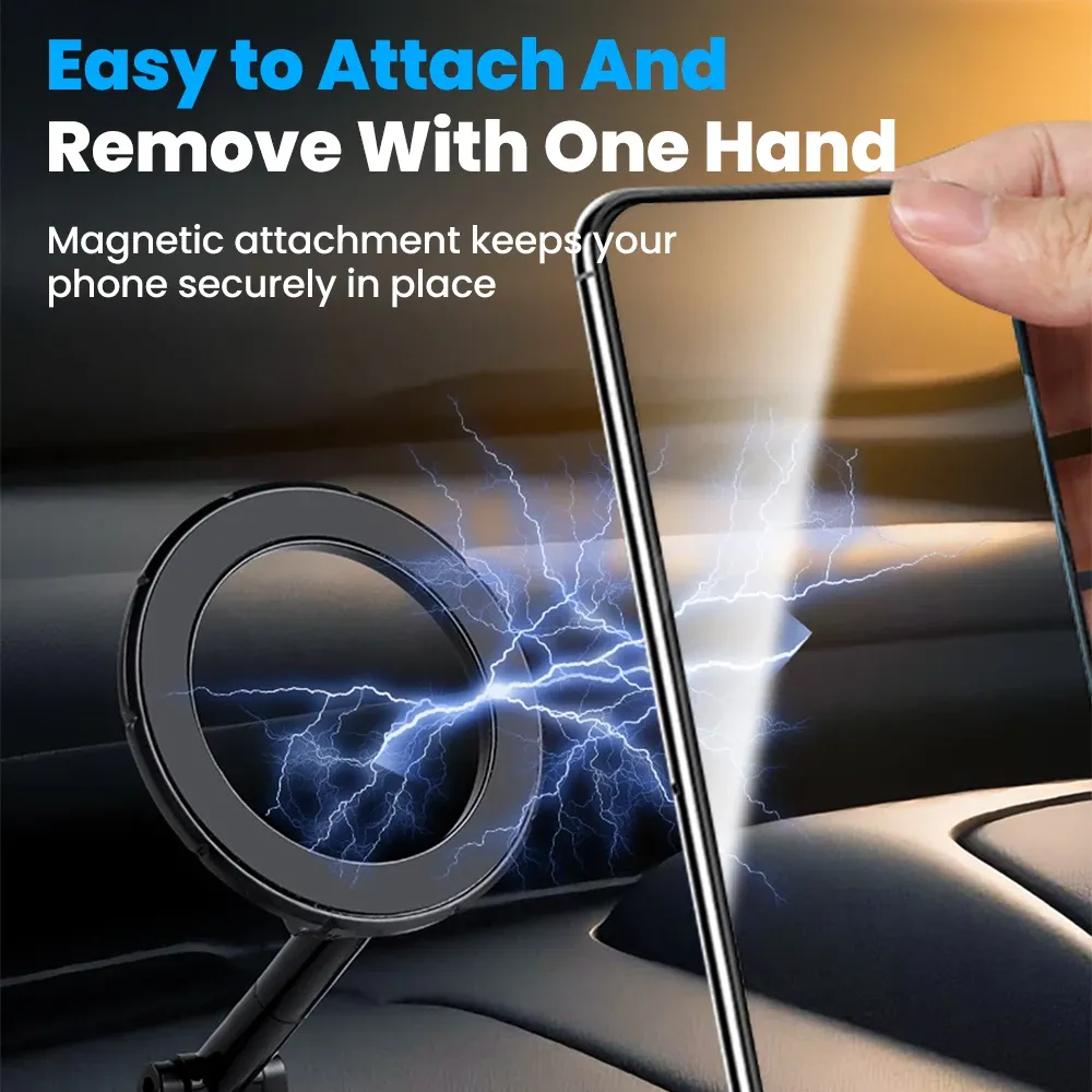 Support de téléphone magnétique pliable à rotation 360° pour voiture 4