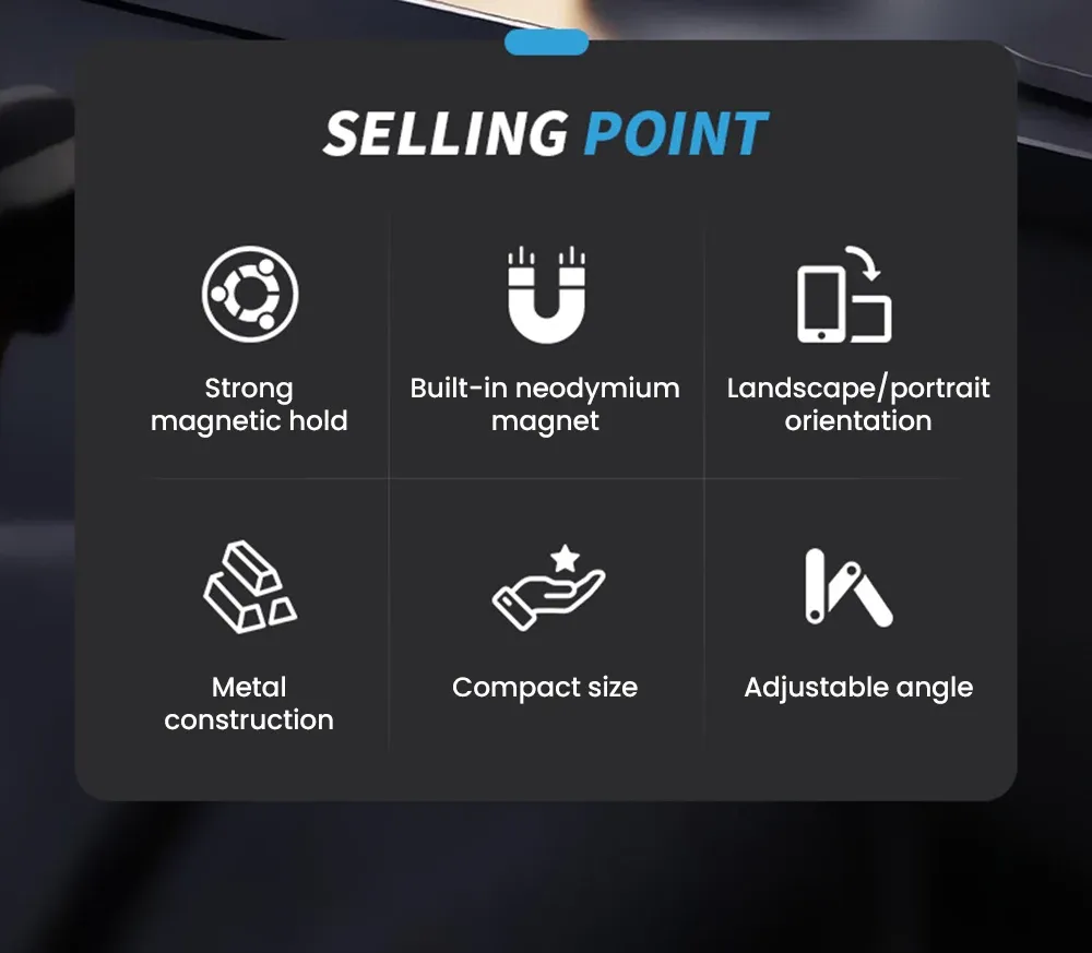 Support magnétique fixé sur le tableau de bord