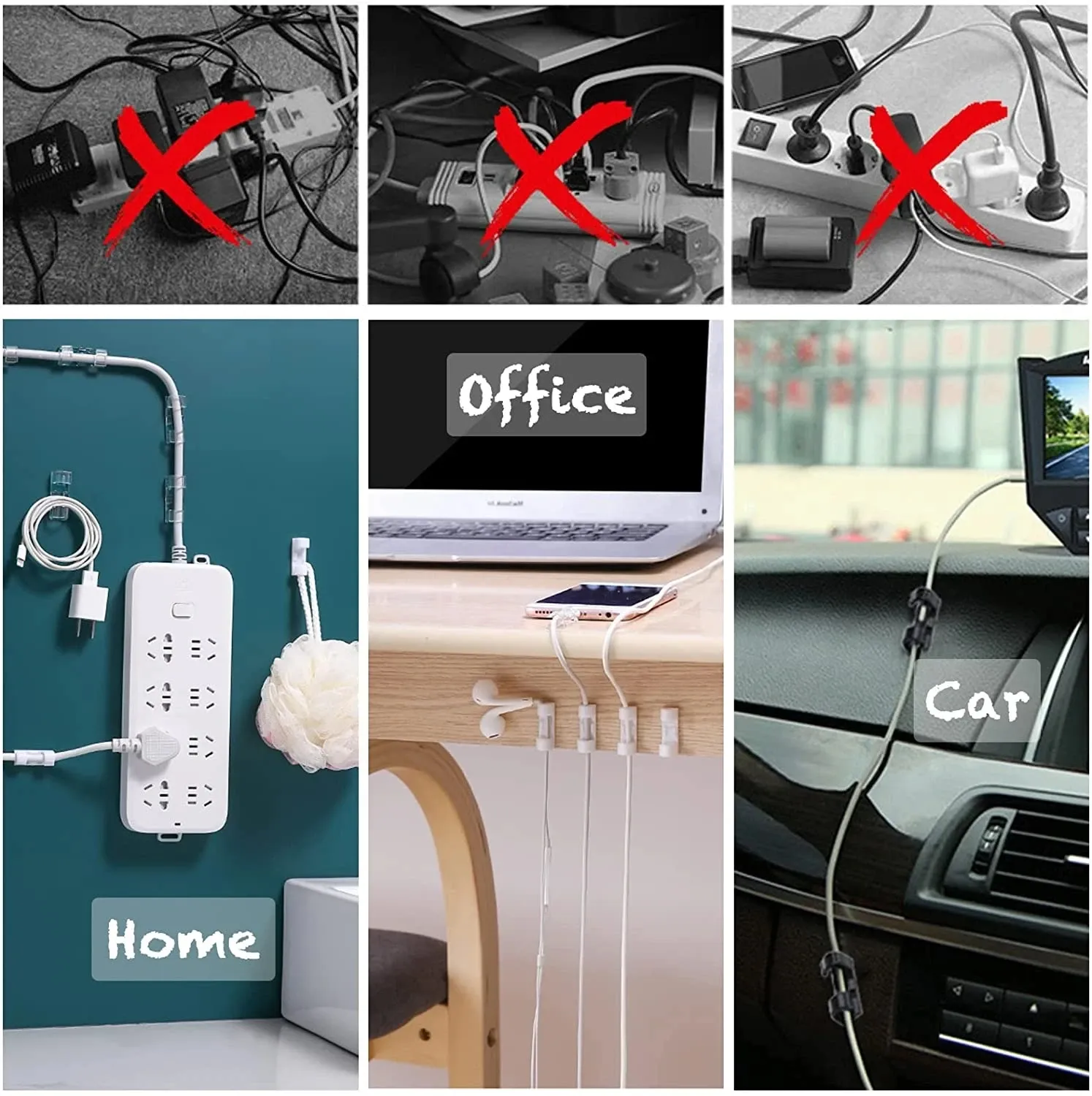Le titre est déjà en français mais il contient du bourrage de mots-clés. Voici la version nettoyée, sans répétitions :

Clips adhésifs pour câbles, lot de 60 (5 pièces) : porte-câbles muraux puissants pour bureau et voiture 3