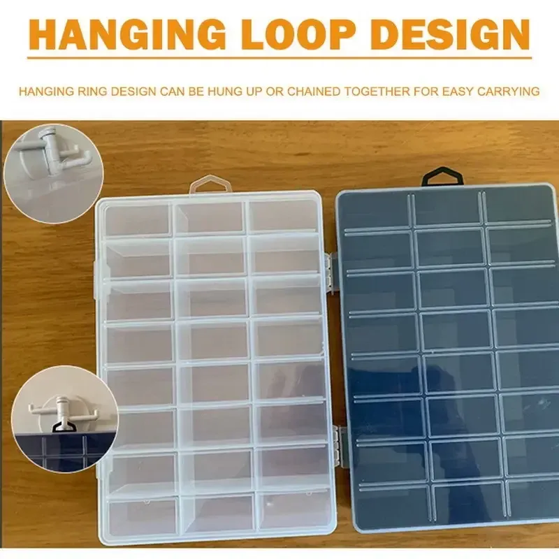 Boîte de rangement en plastique à 24 compartiments pour bijoux, boucles d'oreilles, perles et vis 3