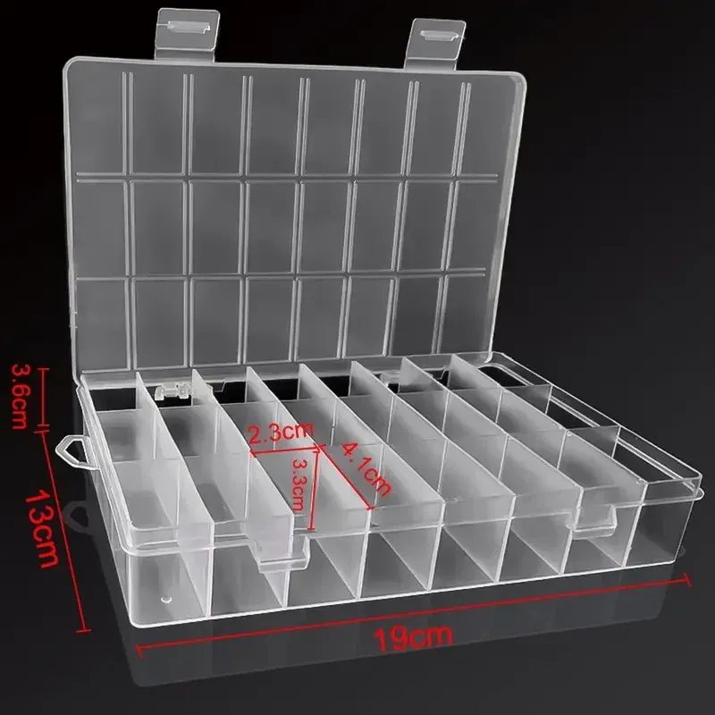 Boîte de rangement en plastique à 24 compartiments pour bijoux, boucles d'oreilles, perles et vis 6