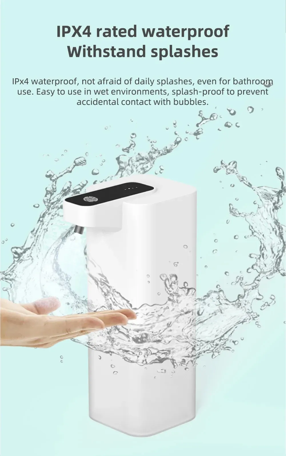 Distributeur automatique de savon mousse infrarouge rechargeable USB, sans contact, pour salle de bain et cuisine 4