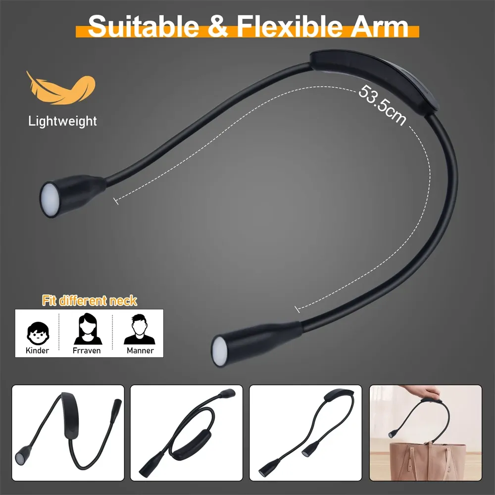 Lampe de lecture LED rechargeable USB à bras flexible 360° 4