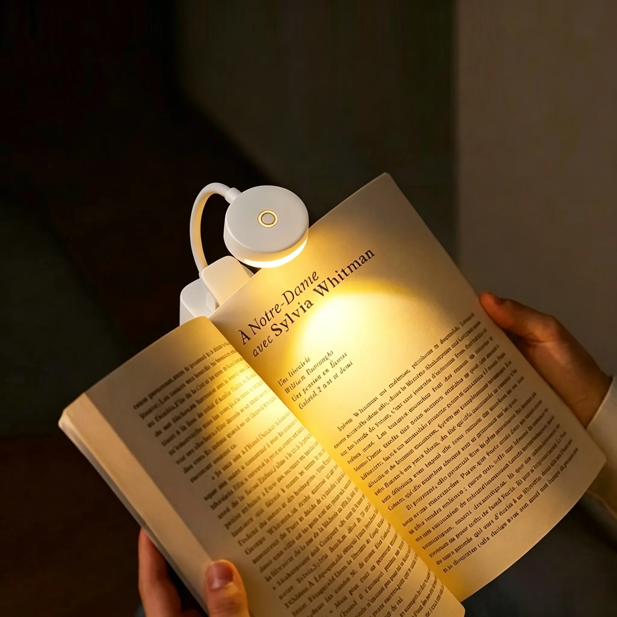Mini lampe de lecture LED à pince, 3 modes de couleur pour protéger les yeux, lampe de chevet portable, alimentée par piles et USB - Image 1
