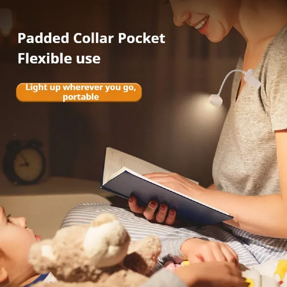 Mini lampe de lecture LED à pince, 3 modes de couleur pour protéger les yeux, lampe de chevet portable, alimentée par piles et USB 3