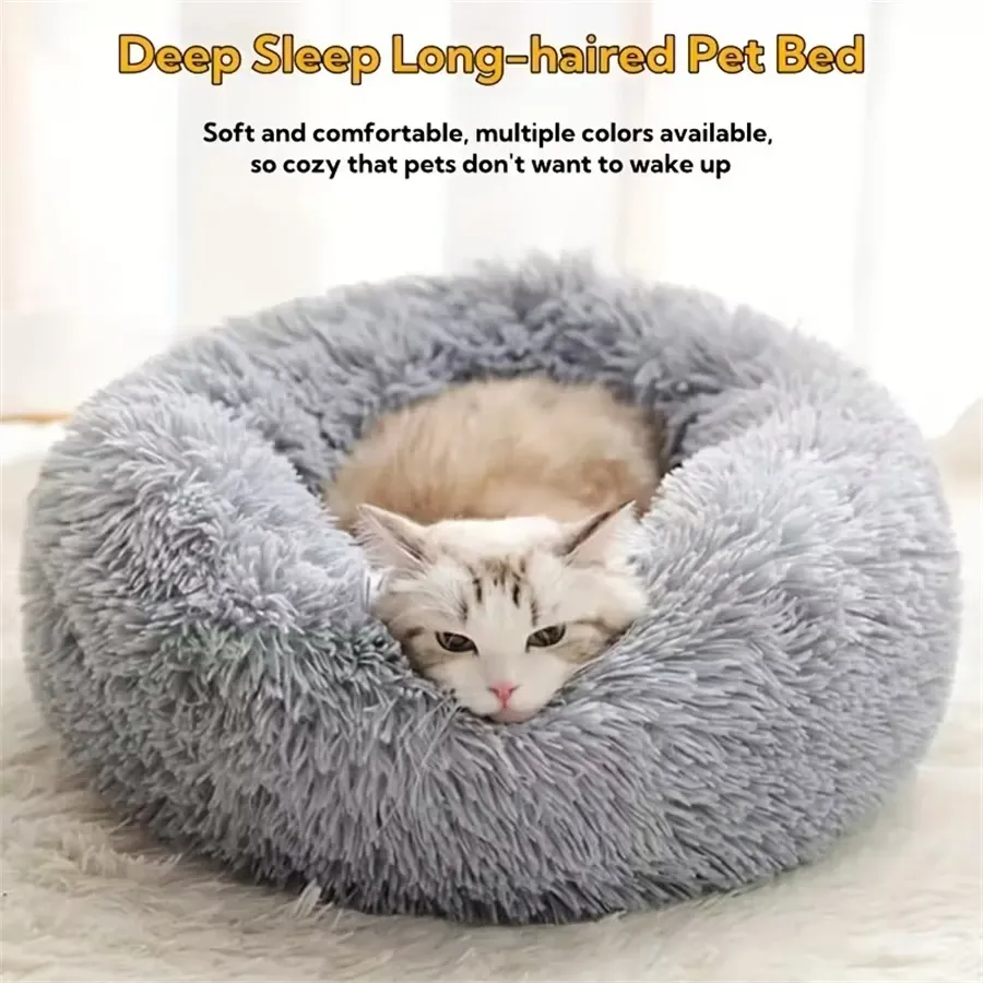 Coussin de couchage en peluche pour animaux de compagnie, finitions