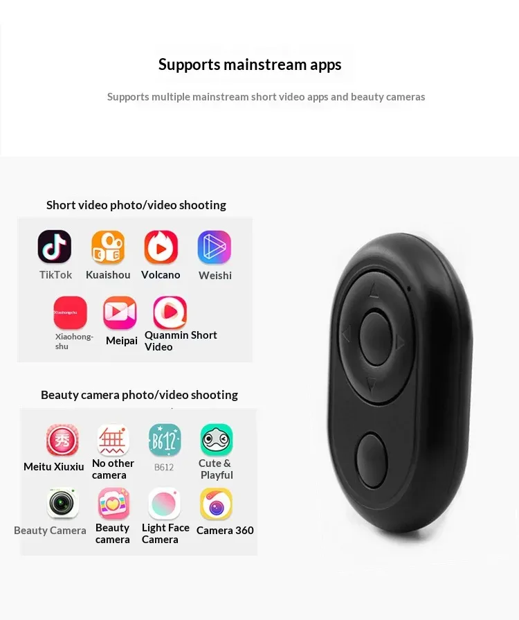 Télécommande Bluetooth universelle pour smartphone (iPhone, Xiaomi, Android, iOS) avec perche selfie 4
