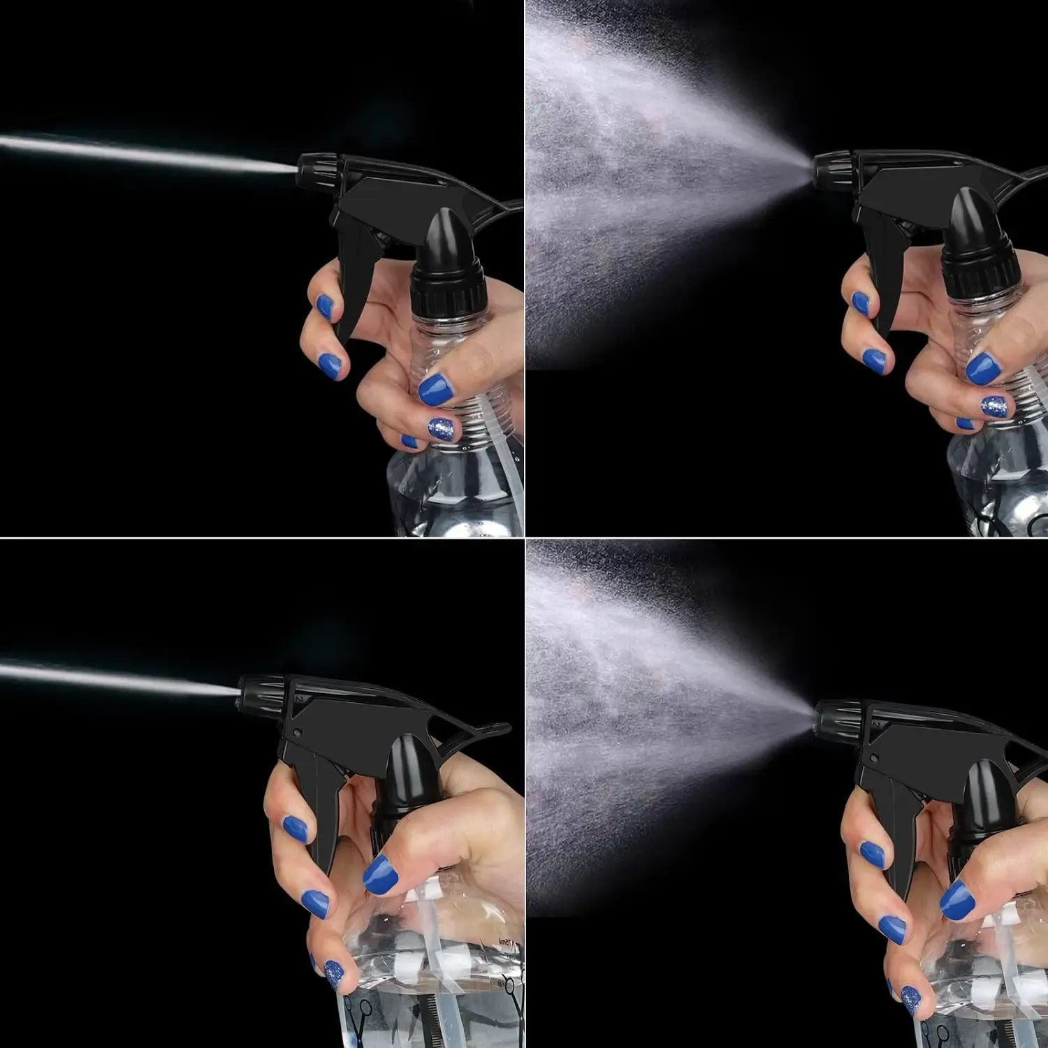 Flacon pulvérisateur réglable, utilisation en salon