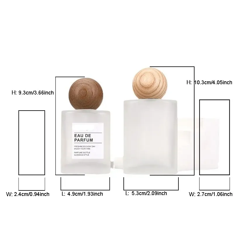 Flacon de parfum en verre dépoli, vue d'ensemble
