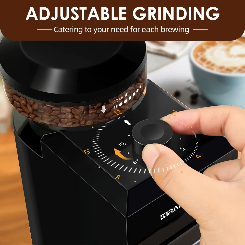 Moulin à café électrique automatique avec 28 réglages de mouture pour expresso, presse française et filtre 3