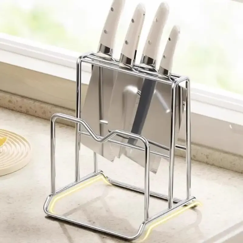 Porte-couteaux en acier inoxydable avec support de planche à découper - Image 1