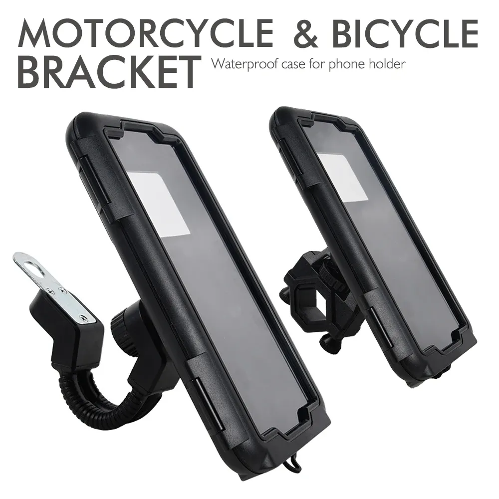 Support de téléphone étanche pour moto et vélo, fixation guidon ou rétroviseur, avec housse étanche