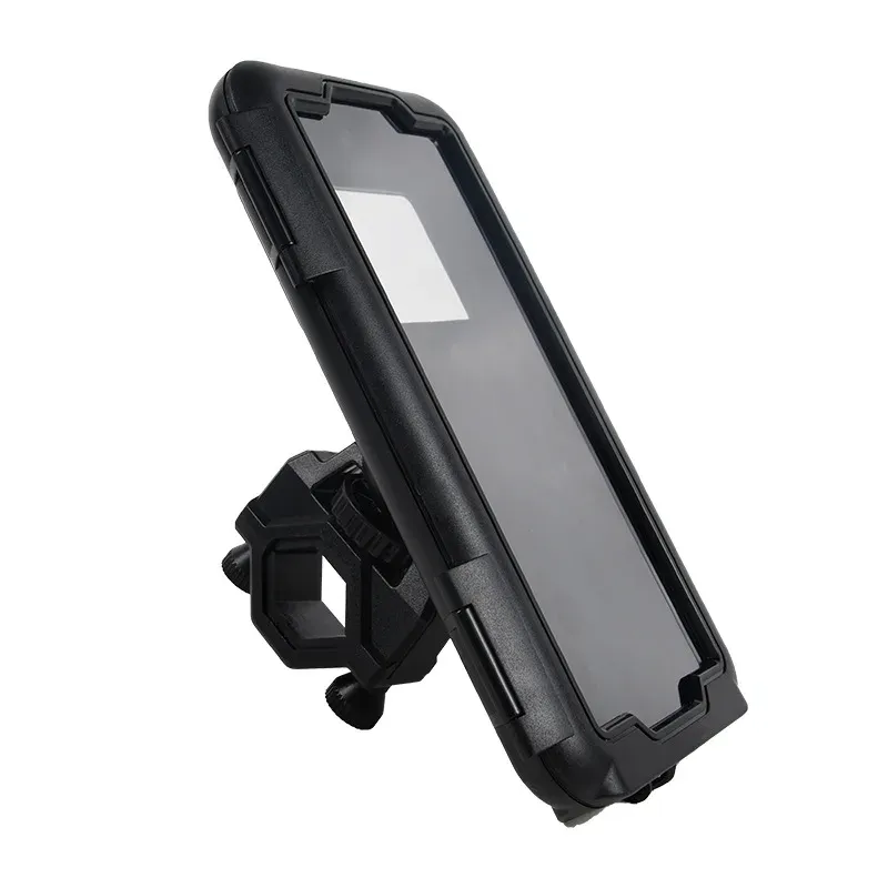 Support de téléphone étanche pour moto et vélo, fixation guidon ou rétroviseur, avec housse étanche 8