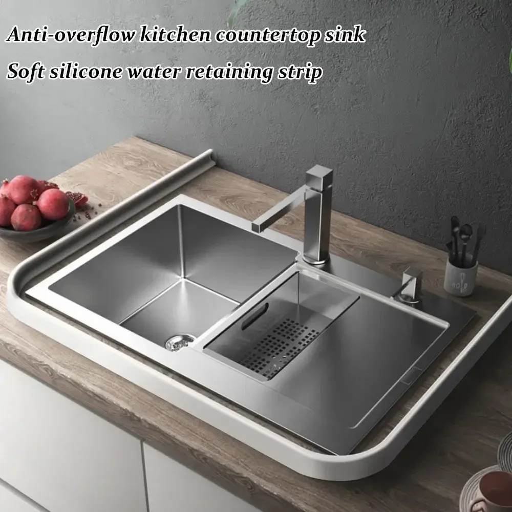 Bande de retenue d'eau en silicone auto-adhésive, souple et pliable, pour séparation sec/humide en salle de bain 2