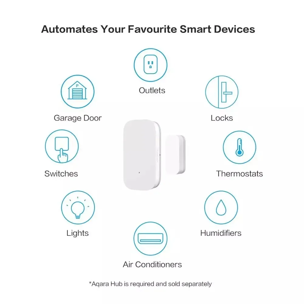 Capteur de porte et fenêtre Aqara Zigbee sans fil, capteur intelligent compact compatible avec la passerelle Aqara, Mi Home et HomeKit 3