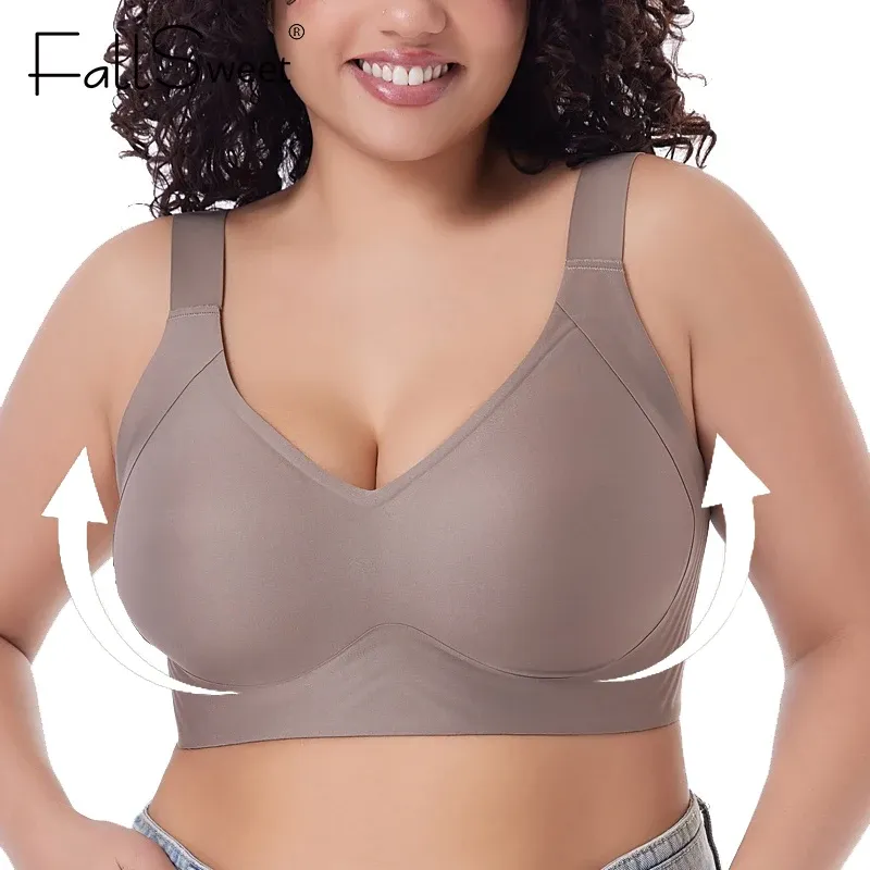Soutien-gorge push-up sans couture pour femme, grande taille, coupe fine sans armatures, bralette sexy, du M au 6XL