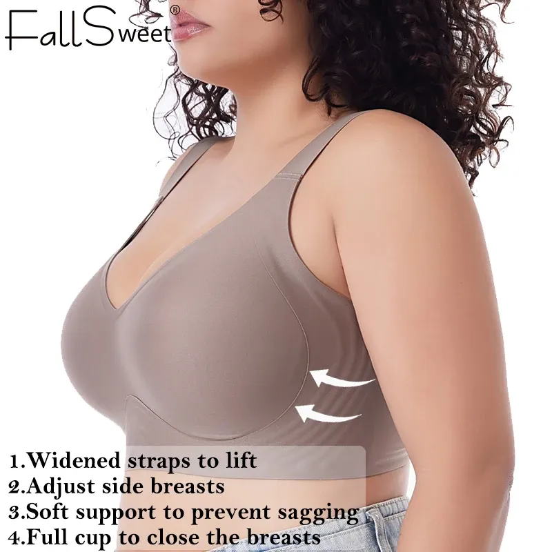 Soutien-gorge push-up sans couture pour femme, grande taille, coupe fine sans armatures, bralette sexy, du M au 6XL 2