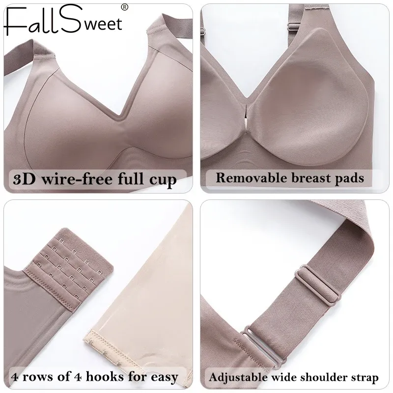 Soutien-gorge push-up sans couture pour femme, grande taille, coupe fine sans armatures, bralette sexy, du M au 6XL 4