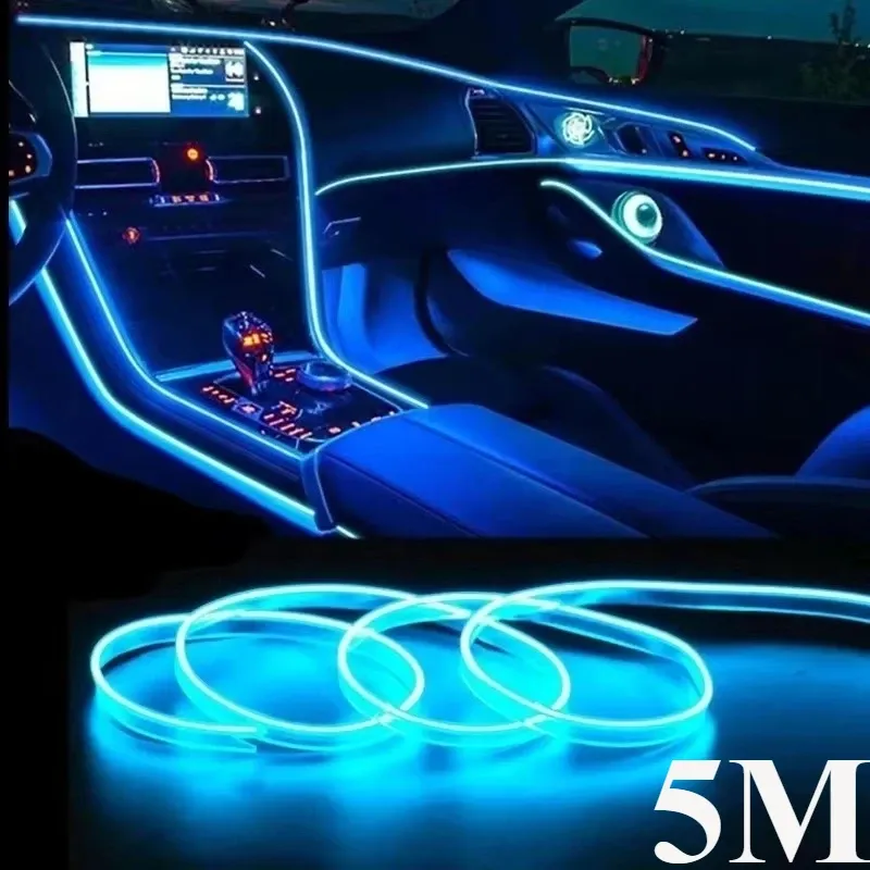 Fil lumineux LED flexible néon 5 m à USB pour habitacle de voiture
