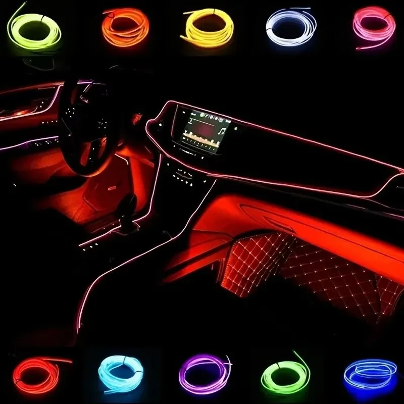 Fil lumineux LED flexible néon 5 m à USB pour habitacle de voiture 2