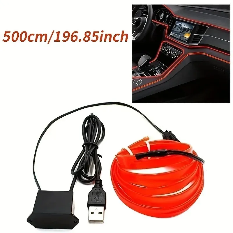 Fil lumineux LED flexible néon 5 m à USB pour habitacle de voiture 11