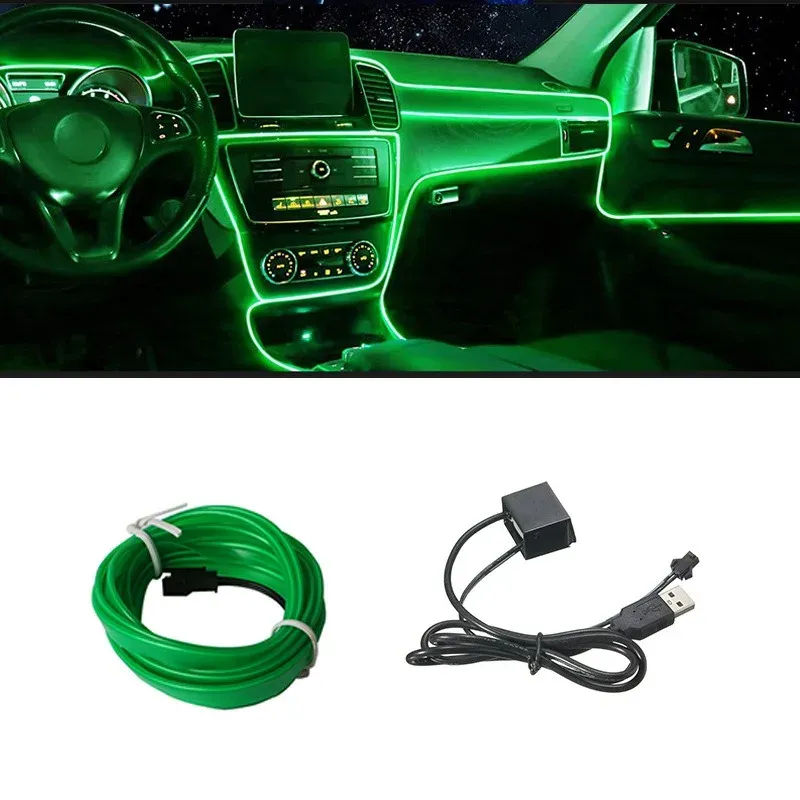 Fil lumineux LED flexible néon 5 m à USB pour habitacle de voiture 10