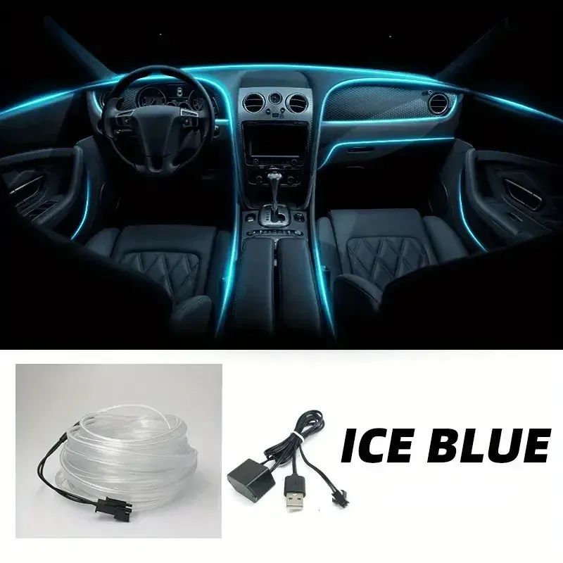 Fil lumineux LED flexible néon 5 m à USB pour habitacle de voiture 9