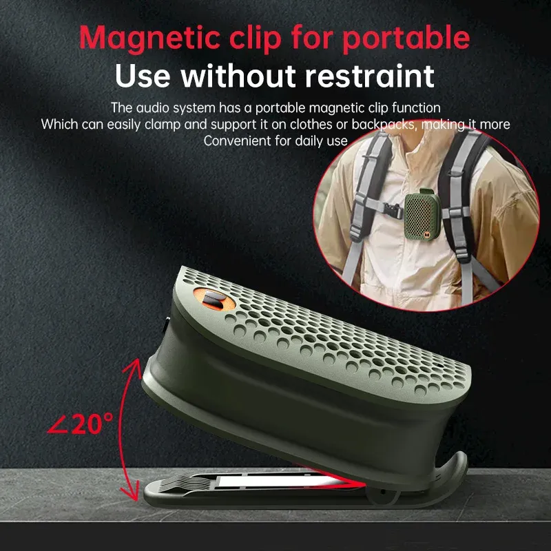 Monster M3 Enceinte Bluetooth V5.4 Mini Portable Magnétique à Clip, Sans Fil, avec Basses Renforcées pour Usage Extérieur et Professionnel 6
