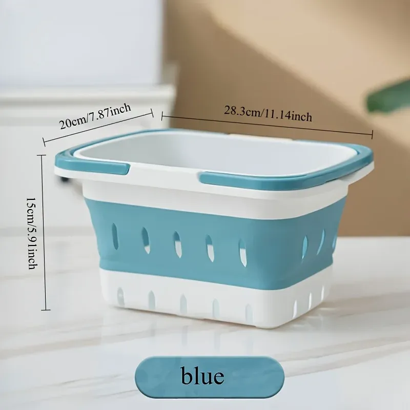 Panier à linge pliable avec poignée rabattable, bac ovale Ellipse portable, bac à linge compact et pliable, gain de place 6