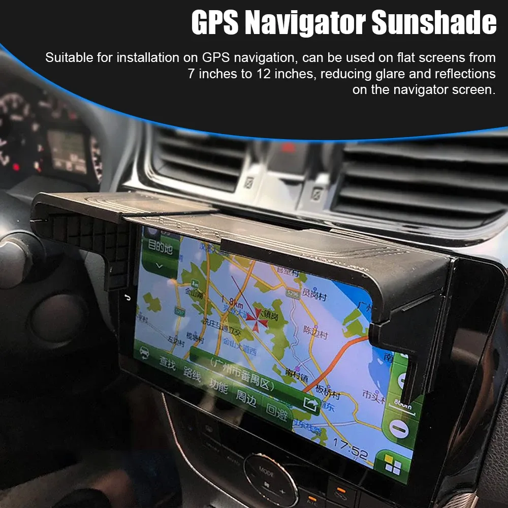 Pare-soleil GPS pour voiture, écran 7 à 12 pouces, anti-éblouissement 2