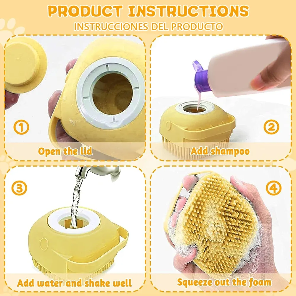 Brosse de bain en silicone pour chiens et chats 3