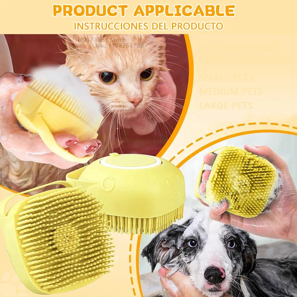 Brosse de bain en silicone pour chiens et chats 4