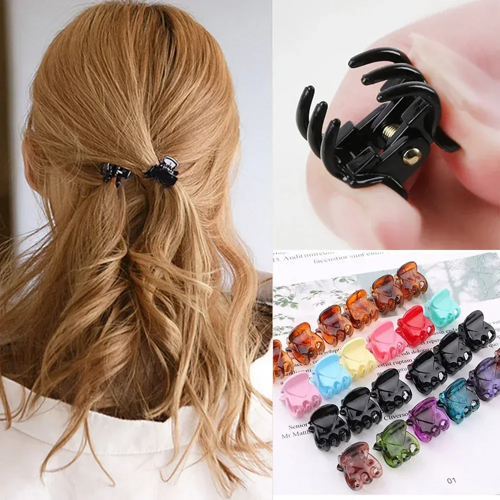 Mini pinces à cheveux transparentes en plastique pour femmes et enfants, lot de 10 ou 60 pièces 4