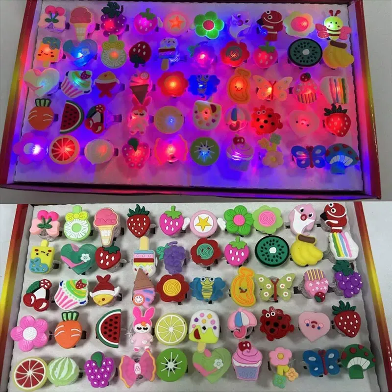 Anneaux lumineux LED en forme d'animaux de dessin animé, lot de 20 ou 50 pièces, jouets lumineux pour fêtes et soirées 6