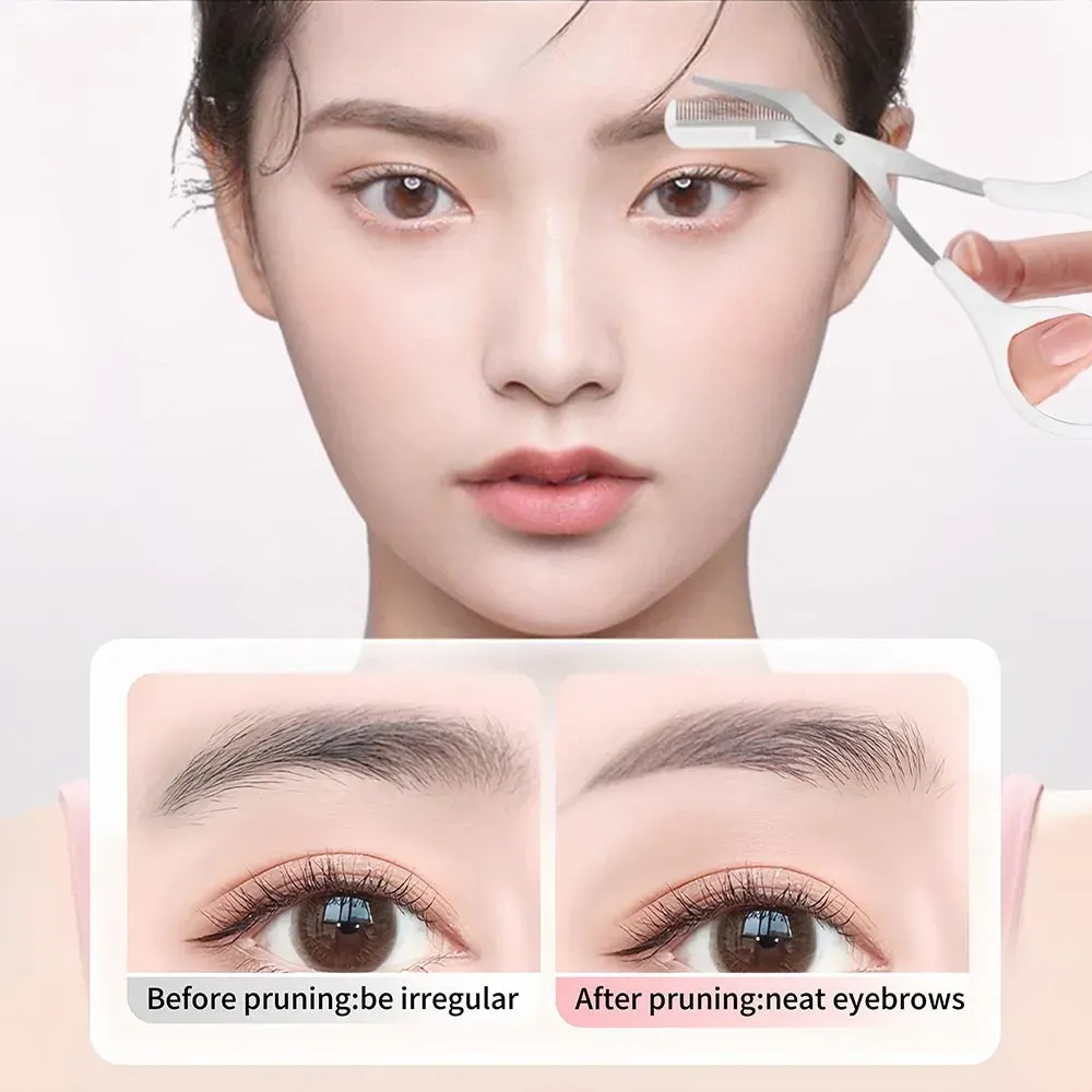 Détail du ciseau à sourcils avec peigne