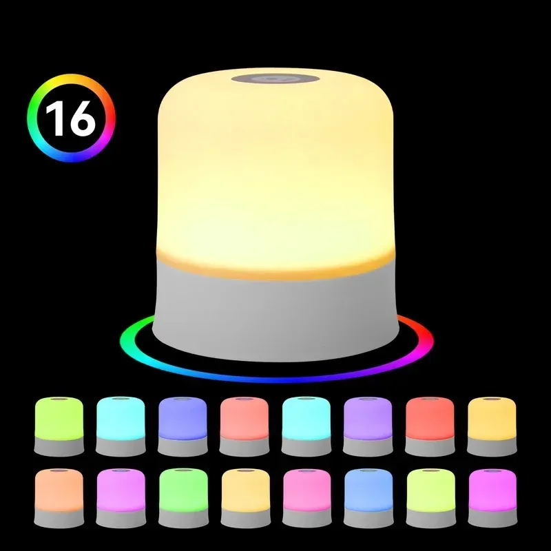Lampe de chevet LED rechargeable RGB à intensité variable avec télécommande et commande tactile, batterie 4000 mAh