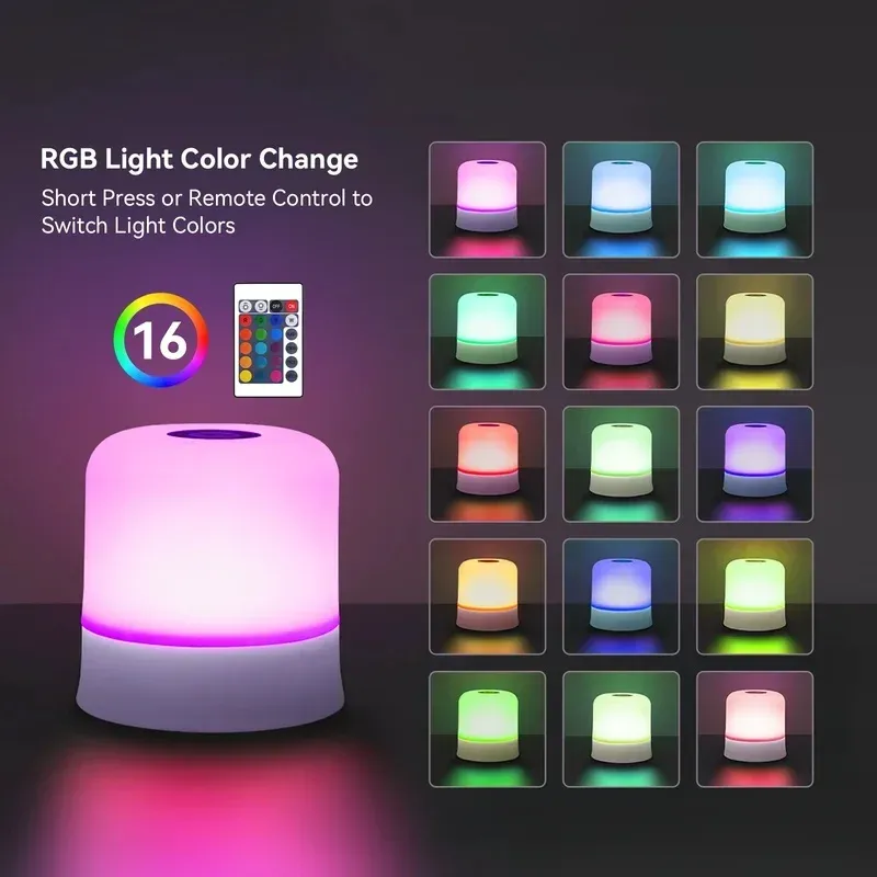 Lampe de chevet LED rechargeable RGB à intensité variable avec télécommande et commande tactile, batterie 4000 mAh 2