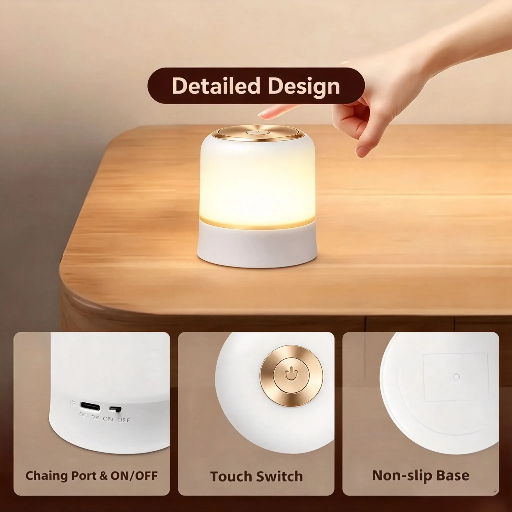 Lampe de chevet LED rechargeable RGB à intensité variable avec télécommande et commande tactile, batterie 4000 mAh 5