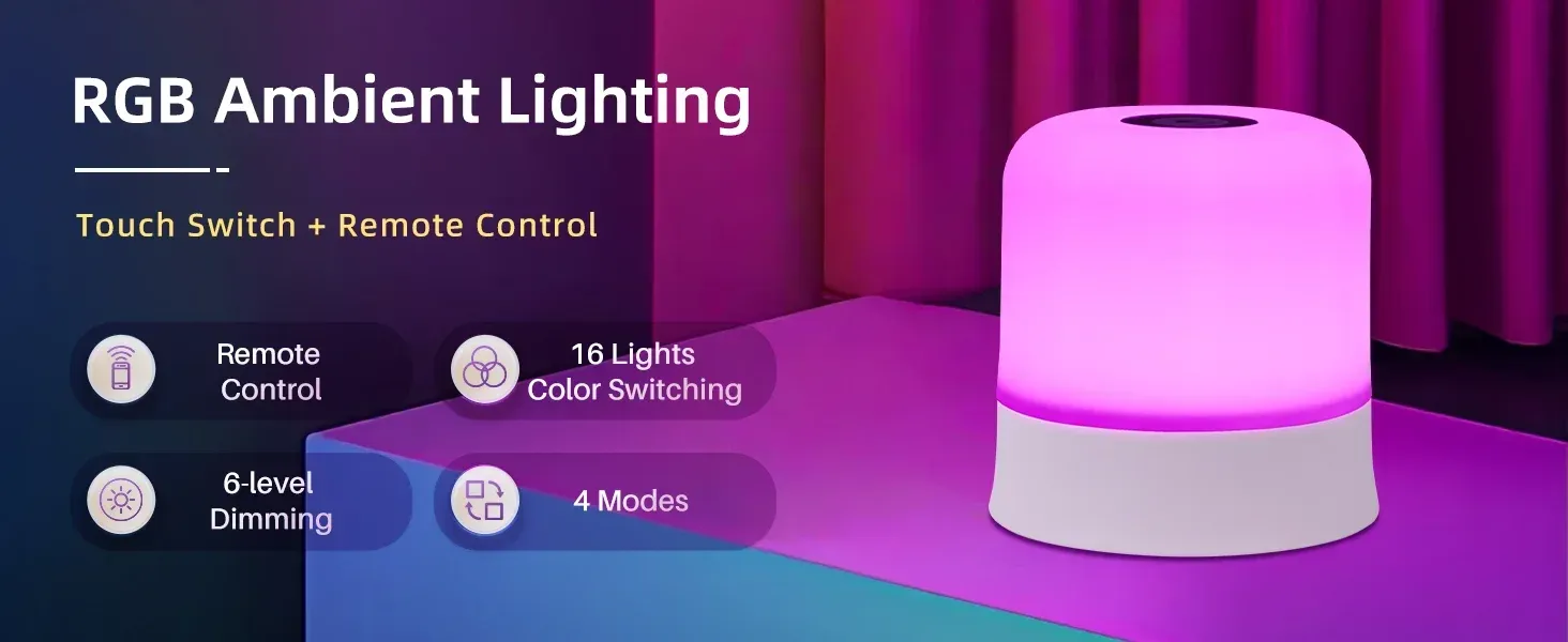Lampe de nuit LED rechargeable en ambiance