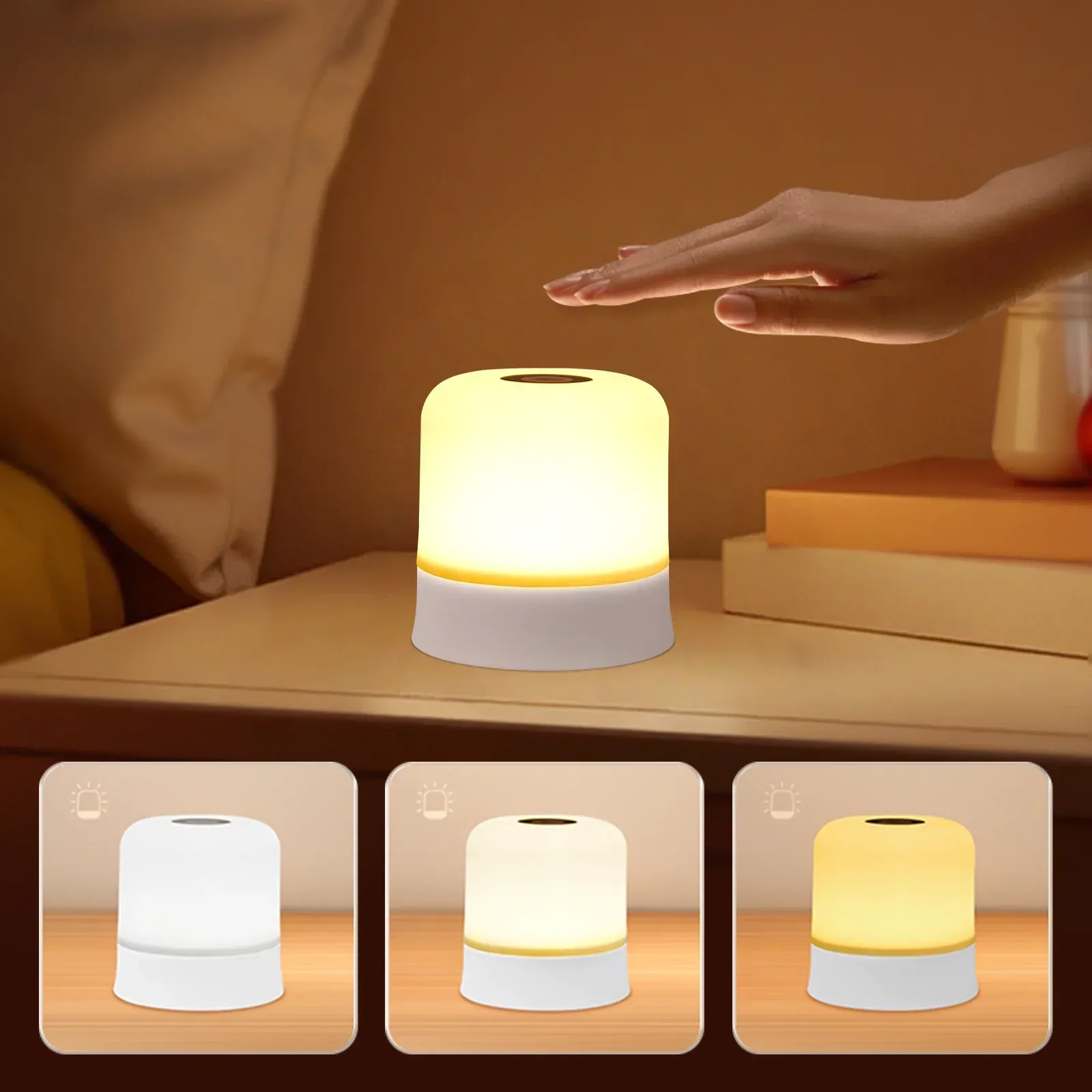 Lampe de chevet LED rechargeable RGB à intensité variable avec télécommande et commande tactile, batterie 4000 mAh 8
