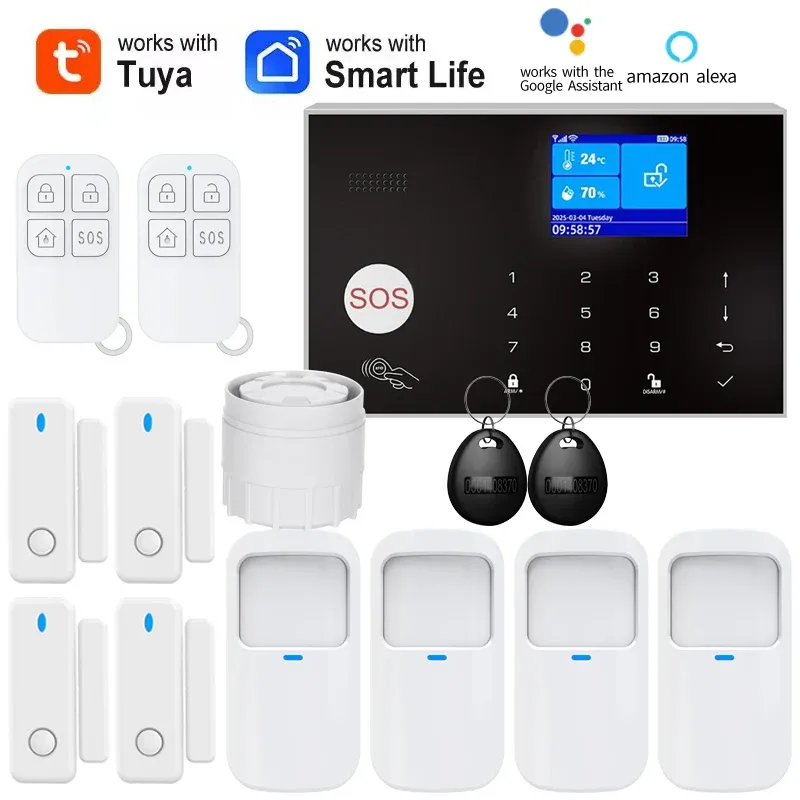 Système d'alarme maison WiFi et GSM avec détecteur de mouvement PIR et capteur d'ouverture de porte, contrôle via l'application Tuya, compatible Alexa 17
