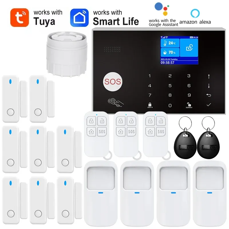 Système d'alarme maison WiFi et GSM avec détecteur de mouvement PIR et capteur d'ouverture de porte, contrôle via l'application Tuya, compatible Alexa 14