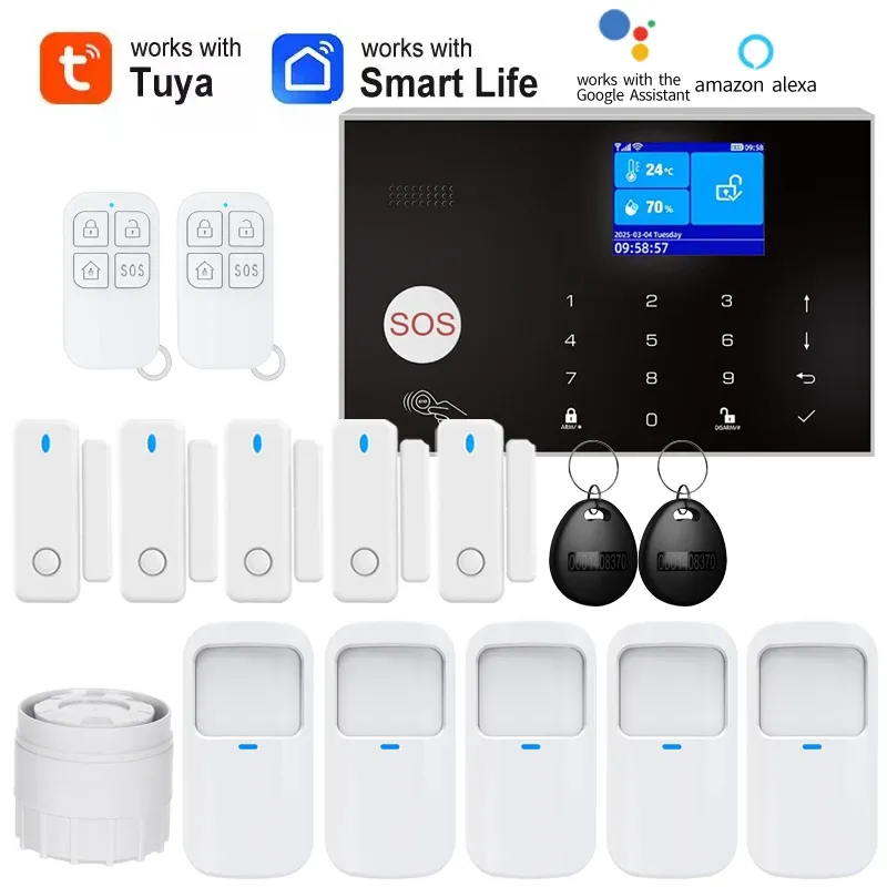 Système d'alarme maison WiFi et GSM avec détecteur de mouvement PIR et capteur d'ouverture de porte, contrôle via l'application Tuya, compatible Alexa 15