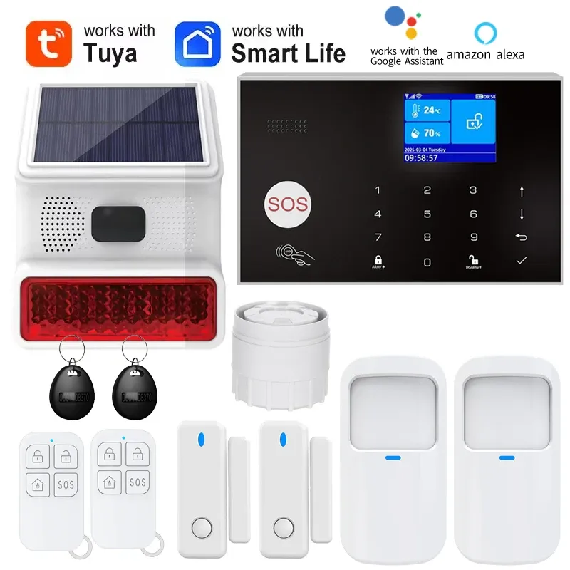 Système d'alarme maison WiFi et GSM avec détecteur de mouvement PIR et capteur d'ouverture de porte, contrôle via l'application Tuya, compatible Alexa 21