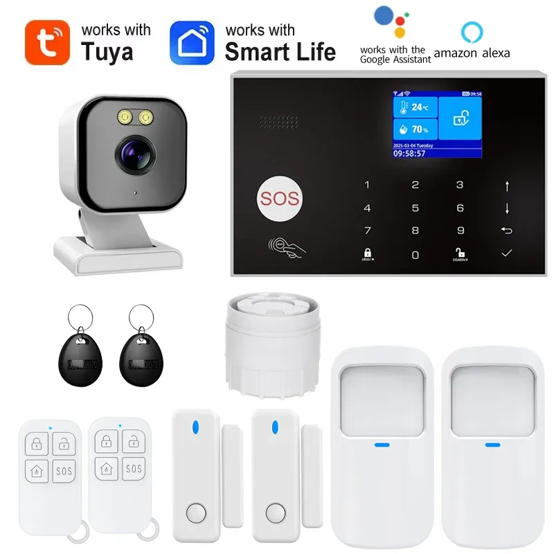 Système d'alarme maison WiFi et GSM avec détecteur de mouvement PIR et capteur d'ouverture de porte, contrôle via l'application Tuya, compatible Alexa 12