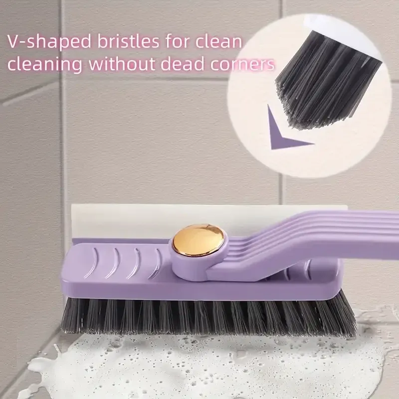 Brosse de nettoyage de carrelage 4 en 1 à 360°, brosse rotative à poils durs avec grattoir à clip pour sols de salle de bains et de cuisine 2