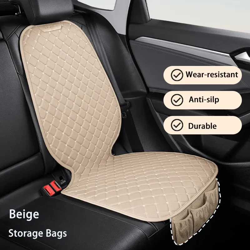 Coussin de protection pour siège auto universel en cuir, pour enfants et animaux de compagnie, avec housse de rangement en filet 10
