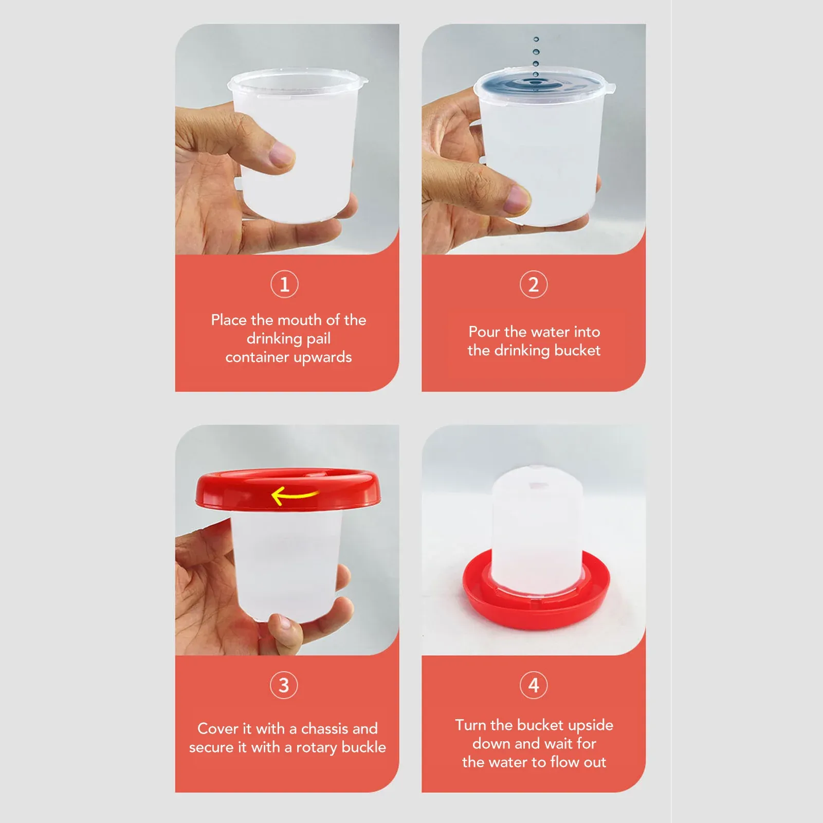 Mangeoire et abreuvoir automatiques en plastique pour volailles, avec seau rotatif 3